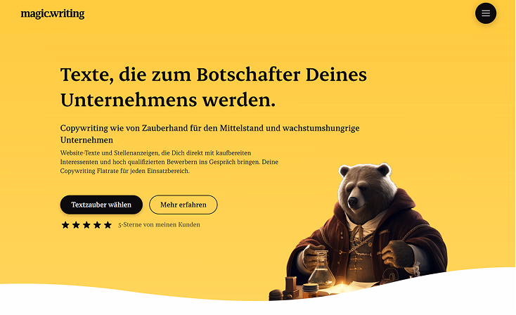 Screenshot des Projekts: magic-writing.de